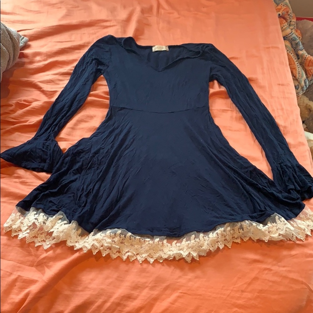 ALTAR’D STATE navy blue bell sleeve dress